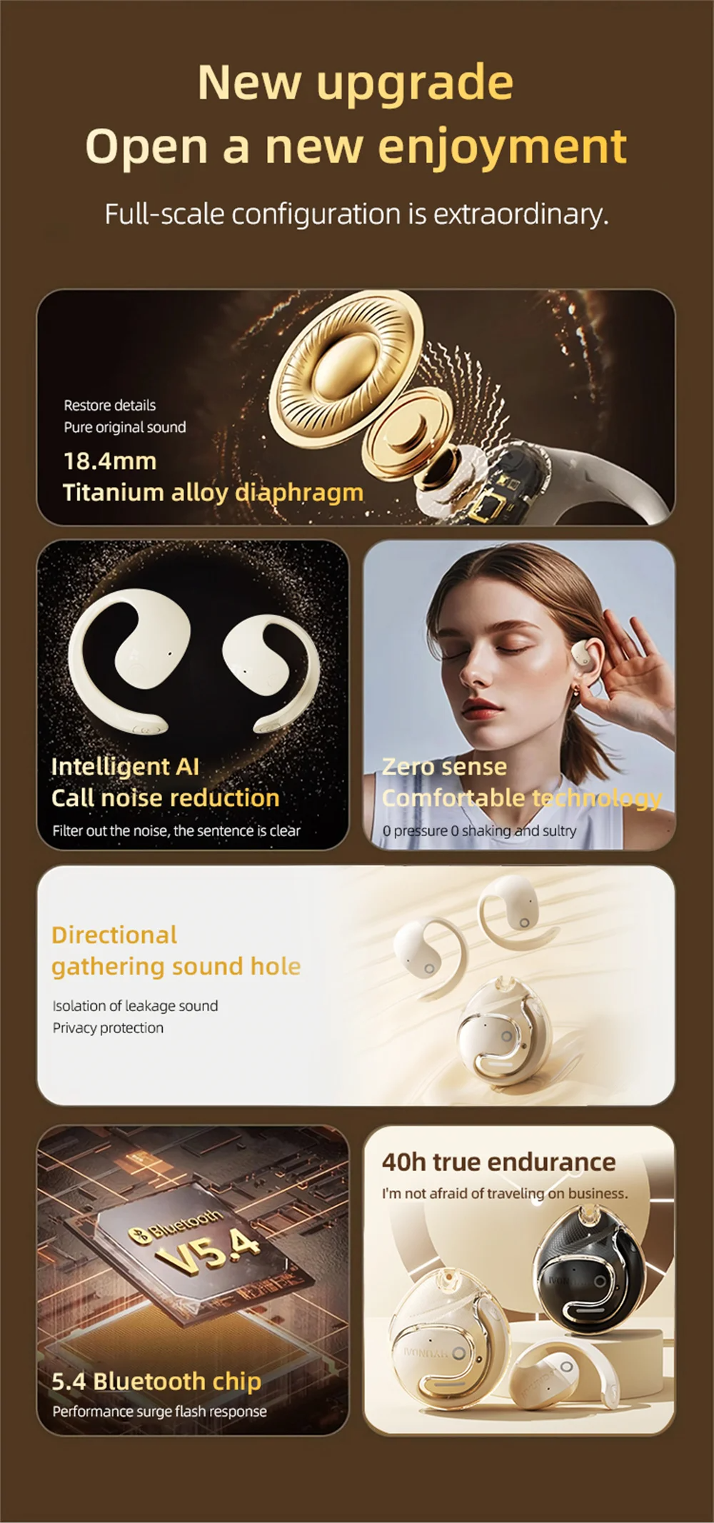 OWS Wireless Headphones Bluetooth Headset HiFi