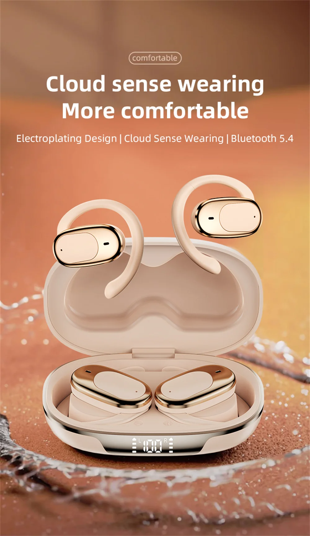 Bluetooth 5.3 Ear-Hanging Bluetooth Headset Wireless