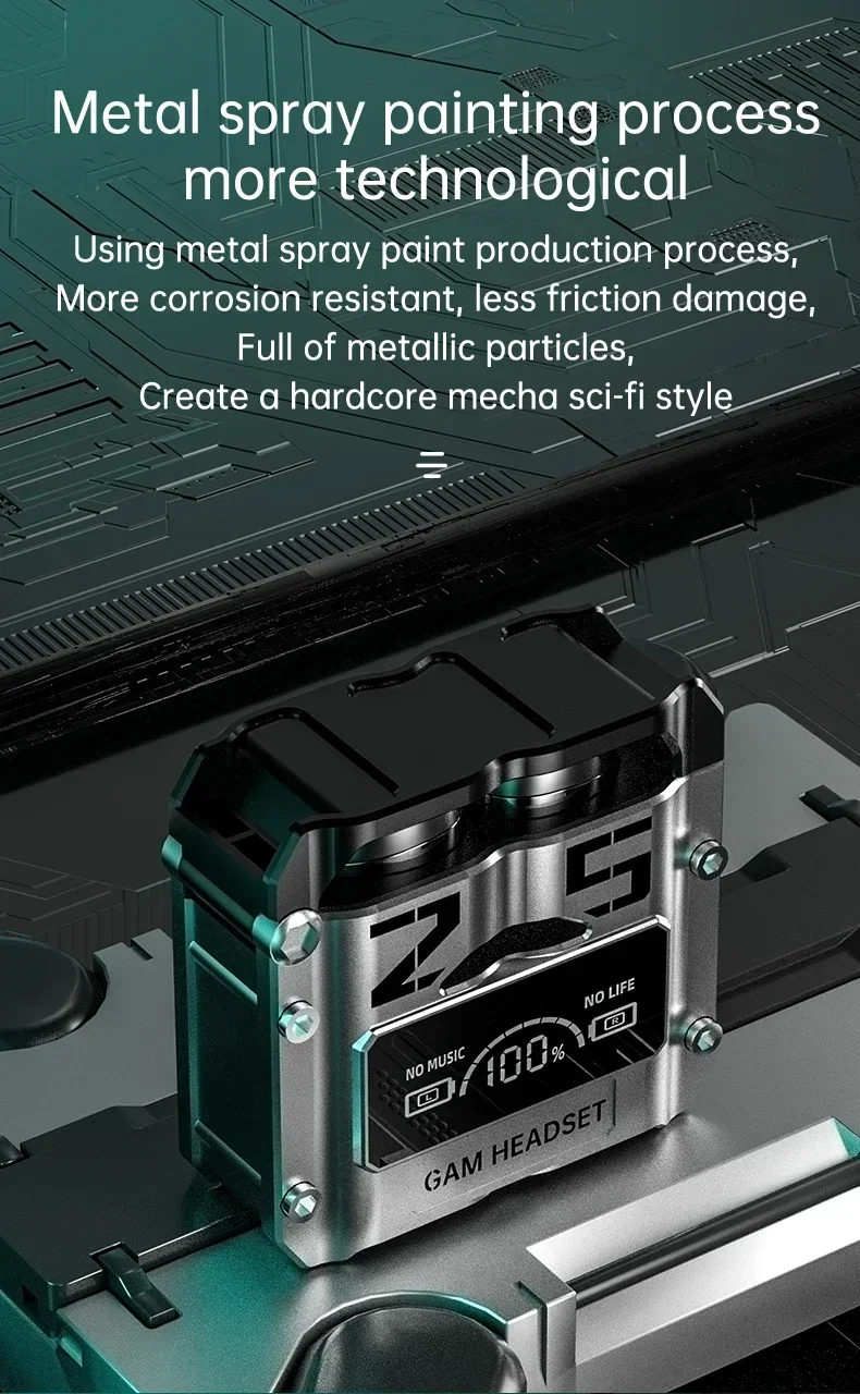 Bluetooth 5.3 TWS Wireless Headphones with LED Display