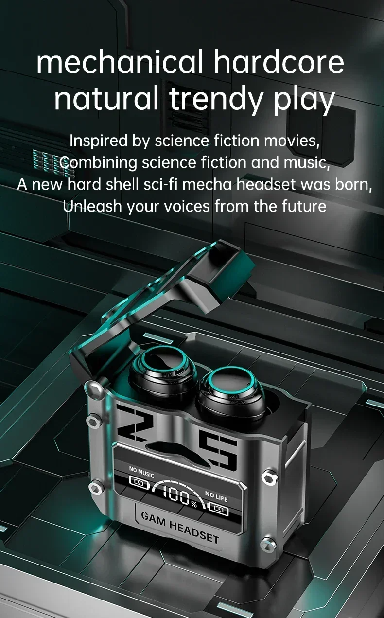 Bluetooth 5.3 TWS Wireless Headphones with LED Display