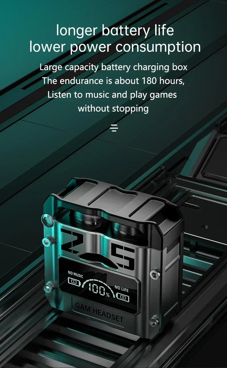 Bluetooth 5.3 TWS Wireless Headphones with LED Display