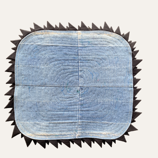 Handmade Vintage Petal Floor Mat Square Design Red White Black 