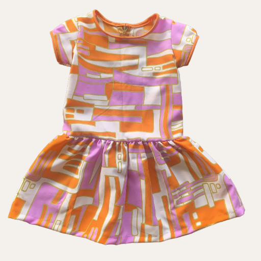 Handmade Classic Dress for Girls Retro Print