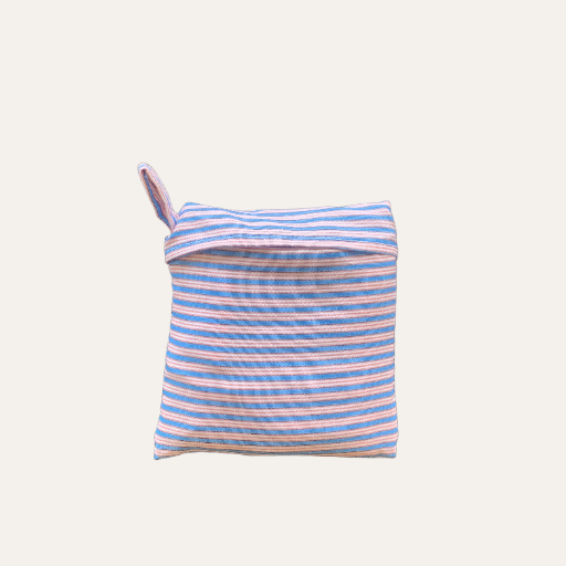Handmade Foldable Compact Shopper Bag Blue Stripe