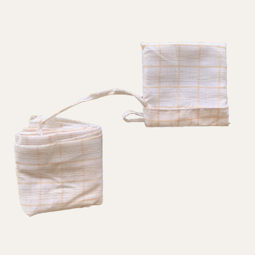 Handmade Foldable Compact Shopper Bag White Beige Check