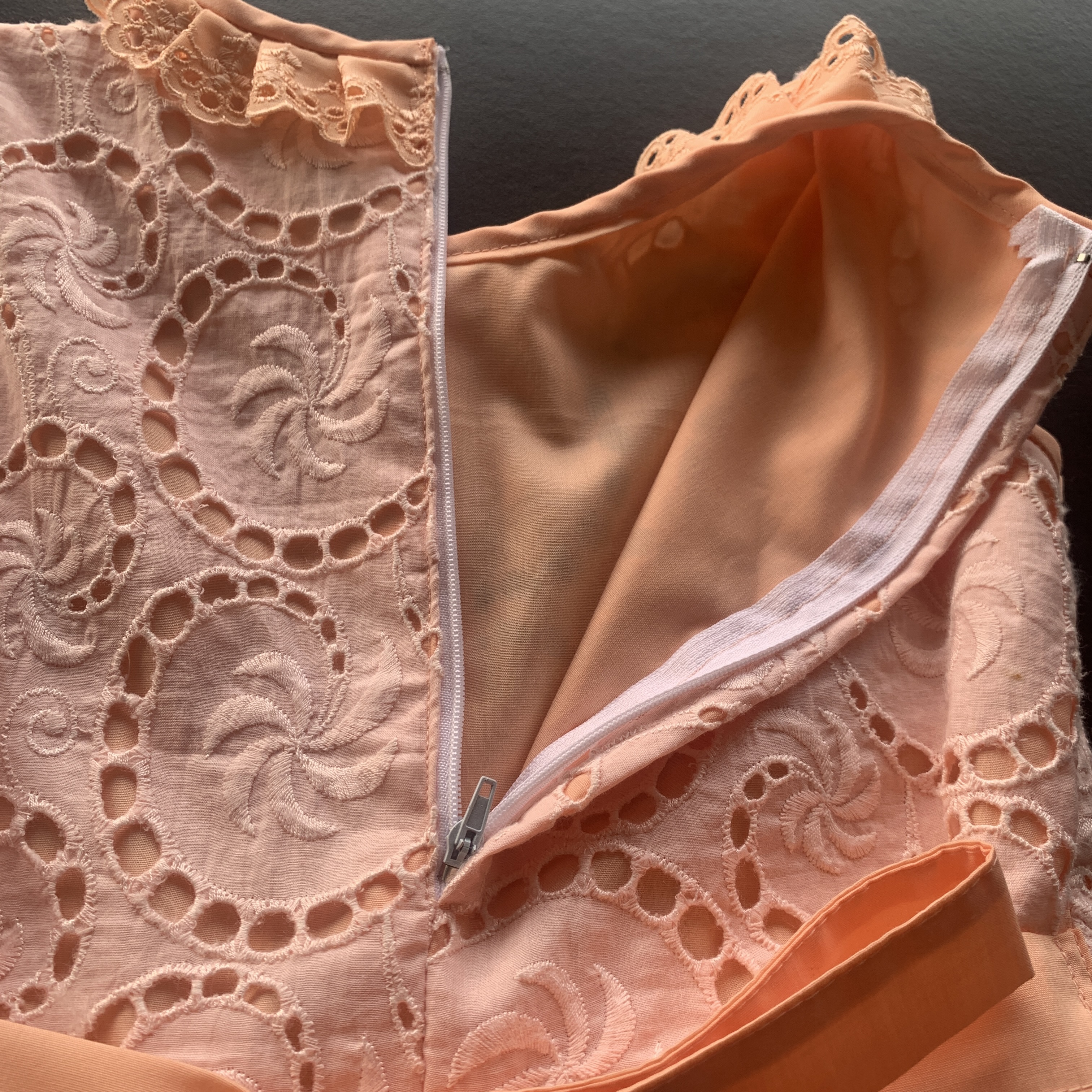 Handmade Classic Dress for Girls Soft Peach Lace Mixed