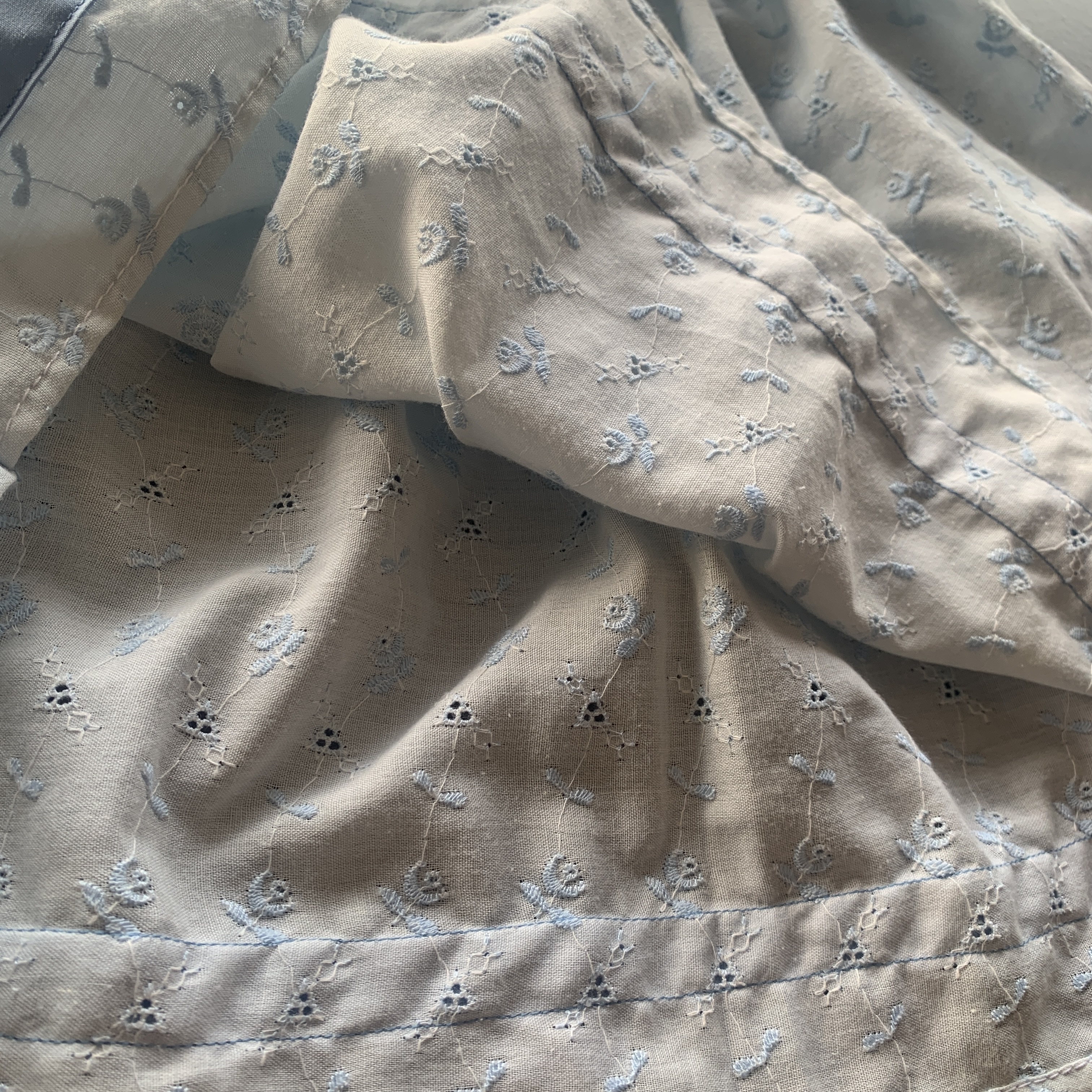 Handmade Classic Dress for Girls Baby Blue Floral Lace