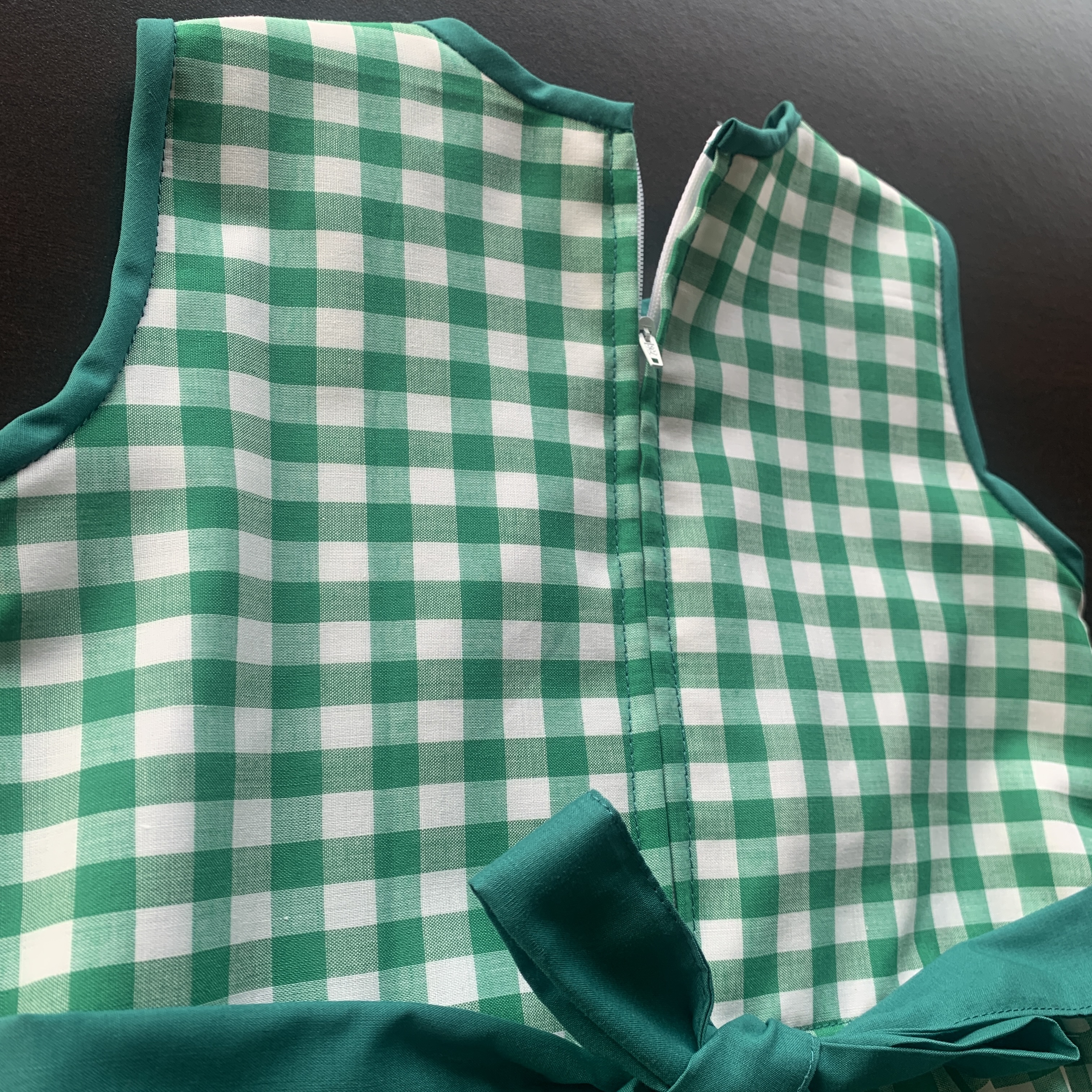 Handmade Classic Dress for Girls Green Gingham