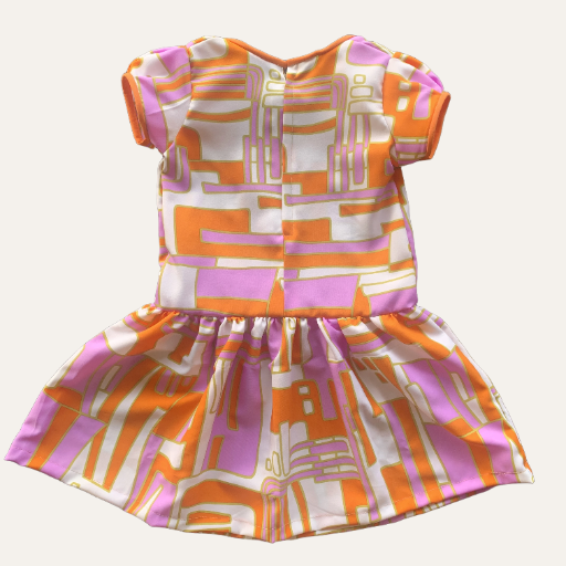 Handmade Classic Dress for Girls Retro Print