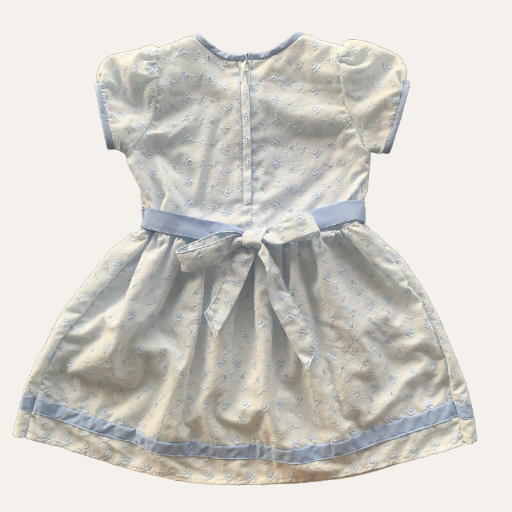 Handmade Classic Dress for Girls Baby Blue Floral Lace
