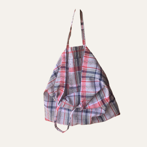 Handmade Foldable Tote Bag Vintage Grey Check