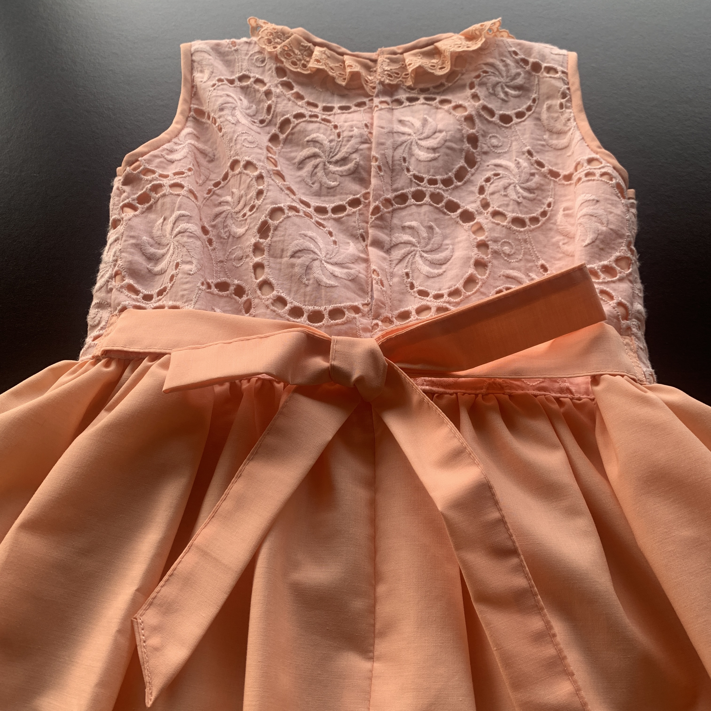 Handmade Classic Dress for Girls Soft Peach Lace Mixed
