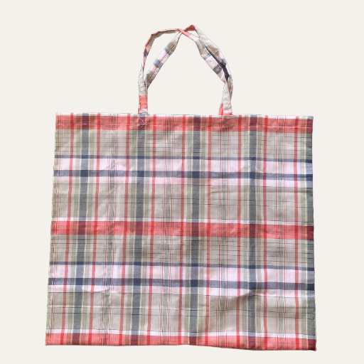 Handmade Foldable Tote Bag Vintage Grey Check