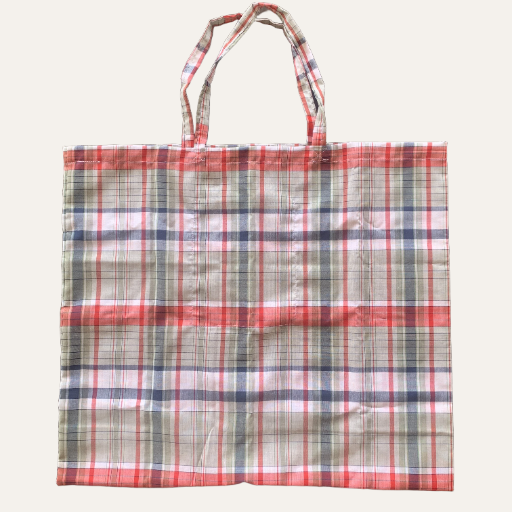 Handmade Foldable Tote Bag Vintage Grey Check