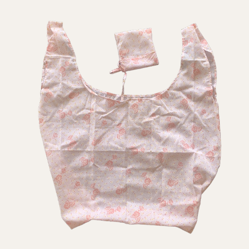 Handmade Foldable Compact Shopper Bag Pink Floral