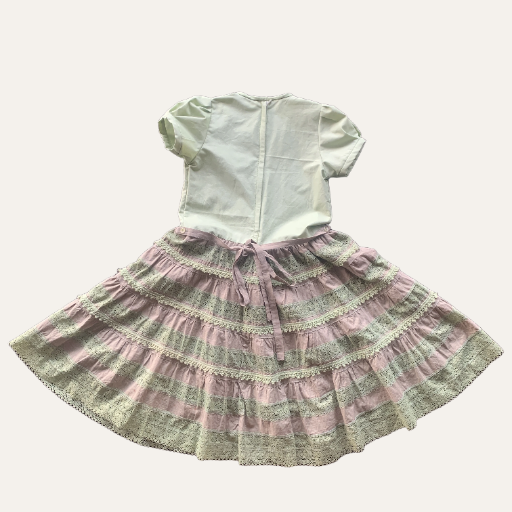 Handmade Classic Dress for Girls Olive Green Boho