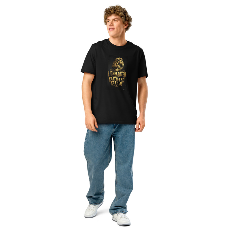 Lion Hearted - Unisex organic ribbed neck t-shirt
