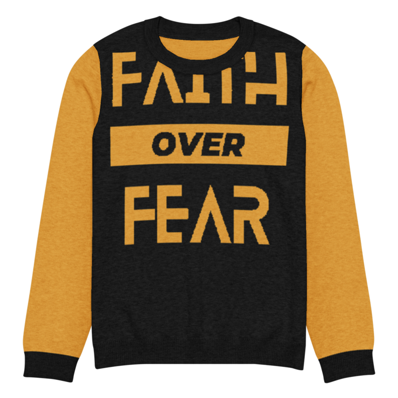 Faith Over Fear - Knitted crew neck sweater