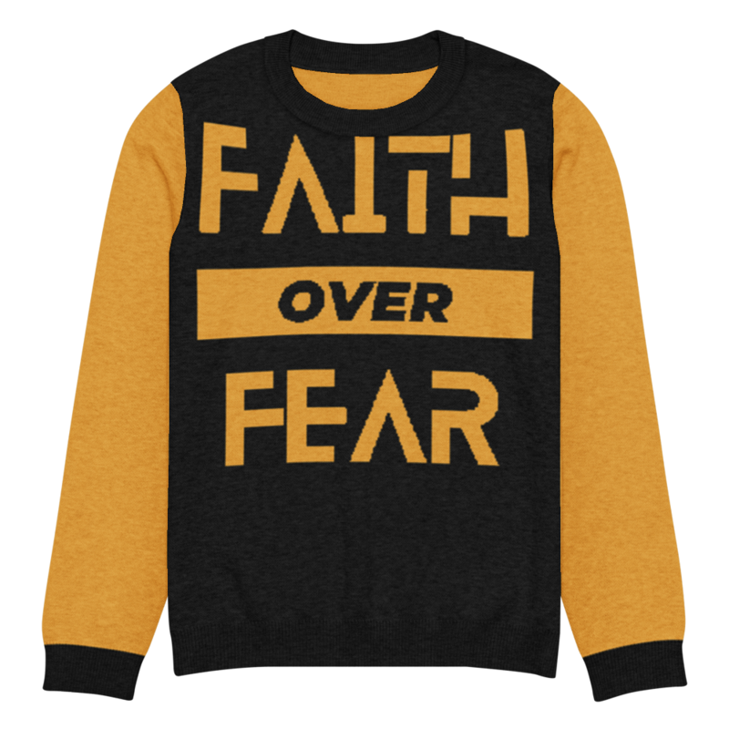Faith Over Fear - Knitted crew neck sweater