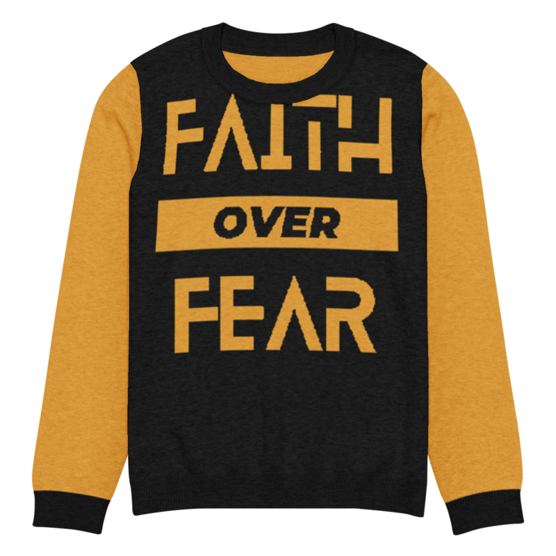 Faith Over Fear - Knitted crew neck sweater