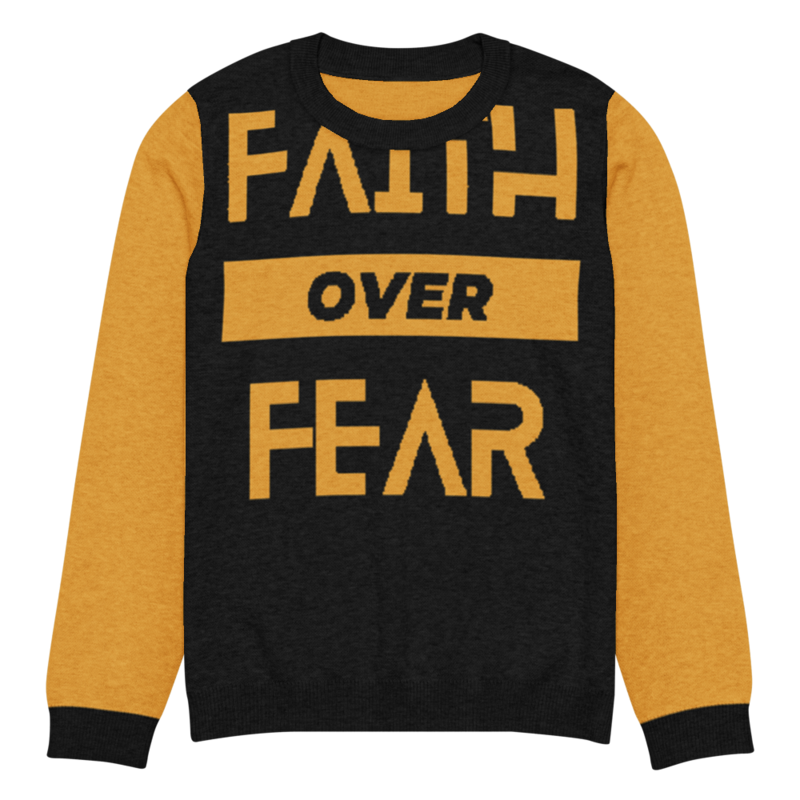 Faith Over Fear - Knitted crew neck sweater