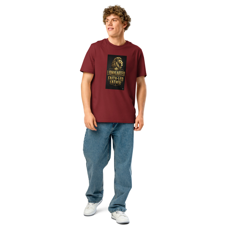 Lion Hearted - Unisex organic ribbed neck t-shirt