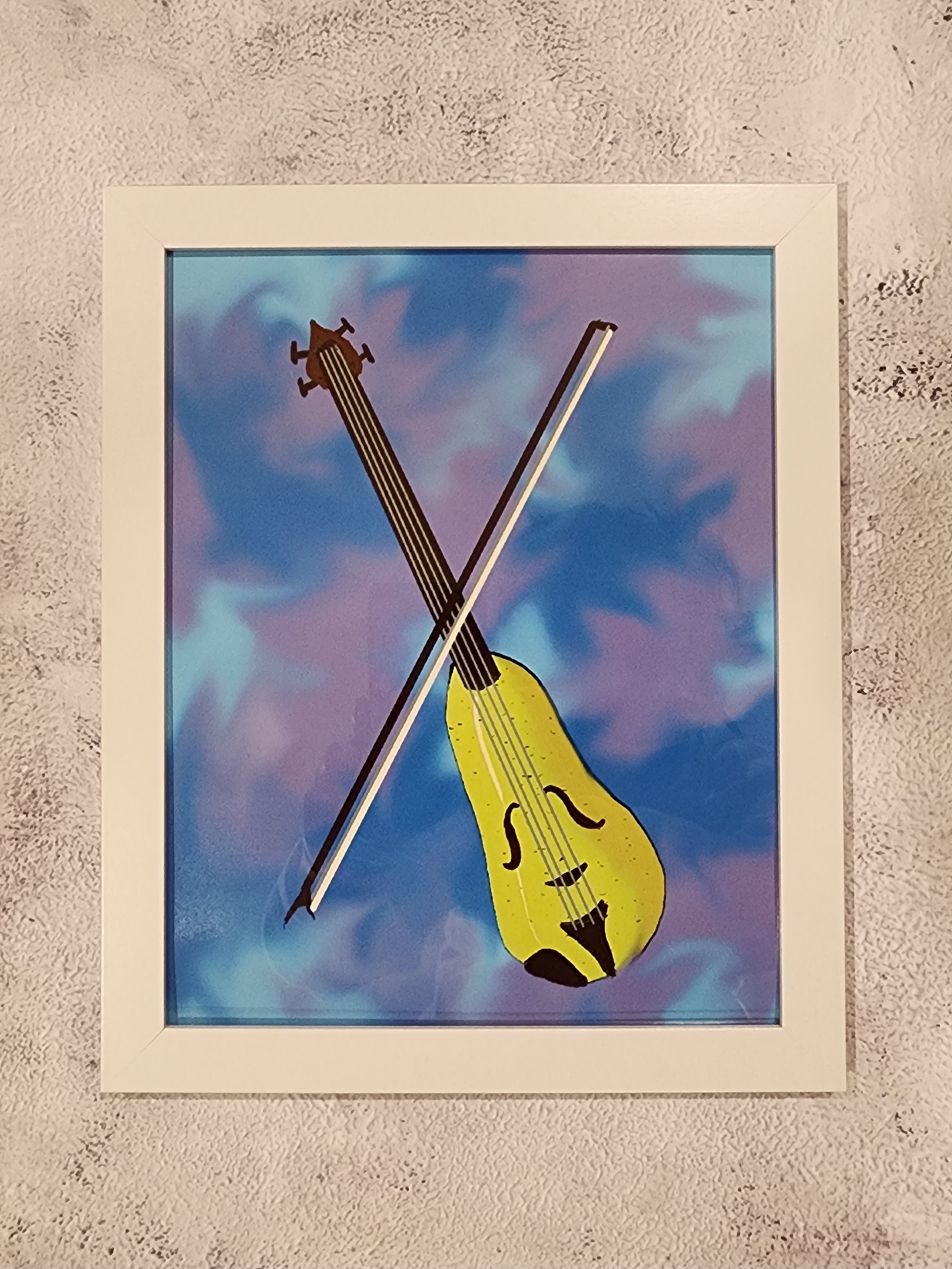 Pear Violin Digital Art, framed 8x10 print or 4x6 postcard