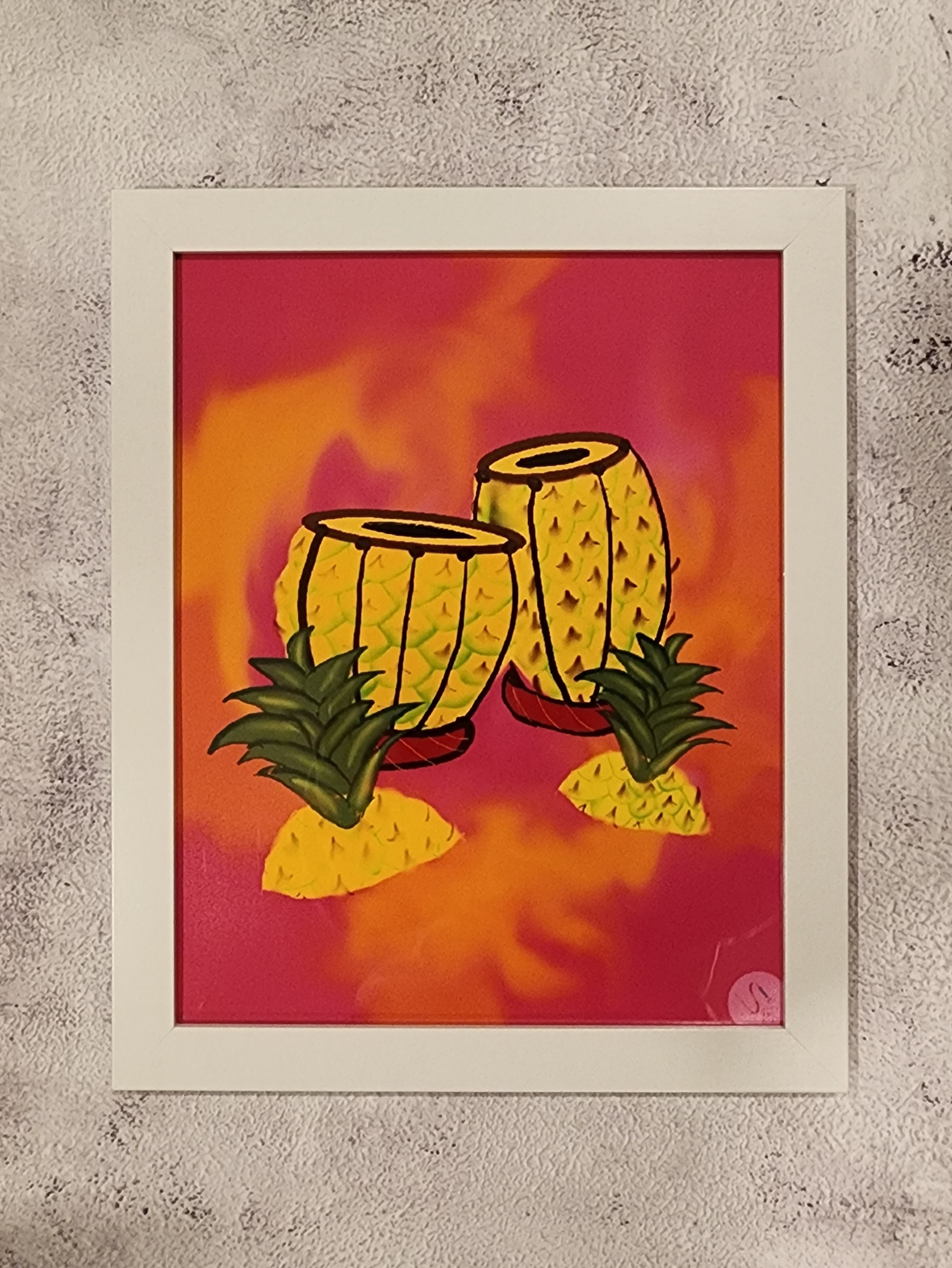 Pineapple Tabla Digital Art, framed 8x10 print or 4x6 postcard