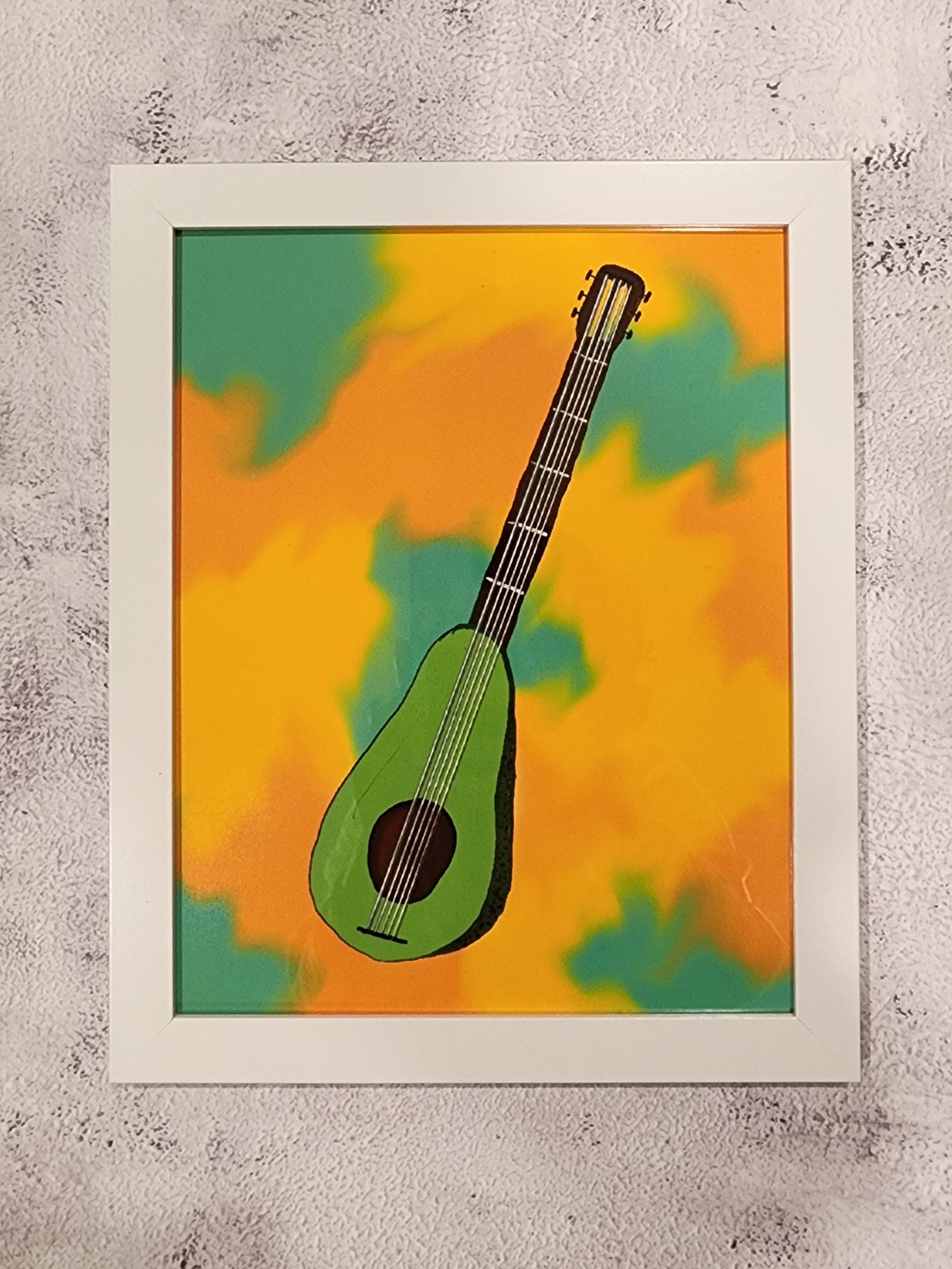 Avocado Guitar Digital Art, framed 8x10 print or 4x6 postcard