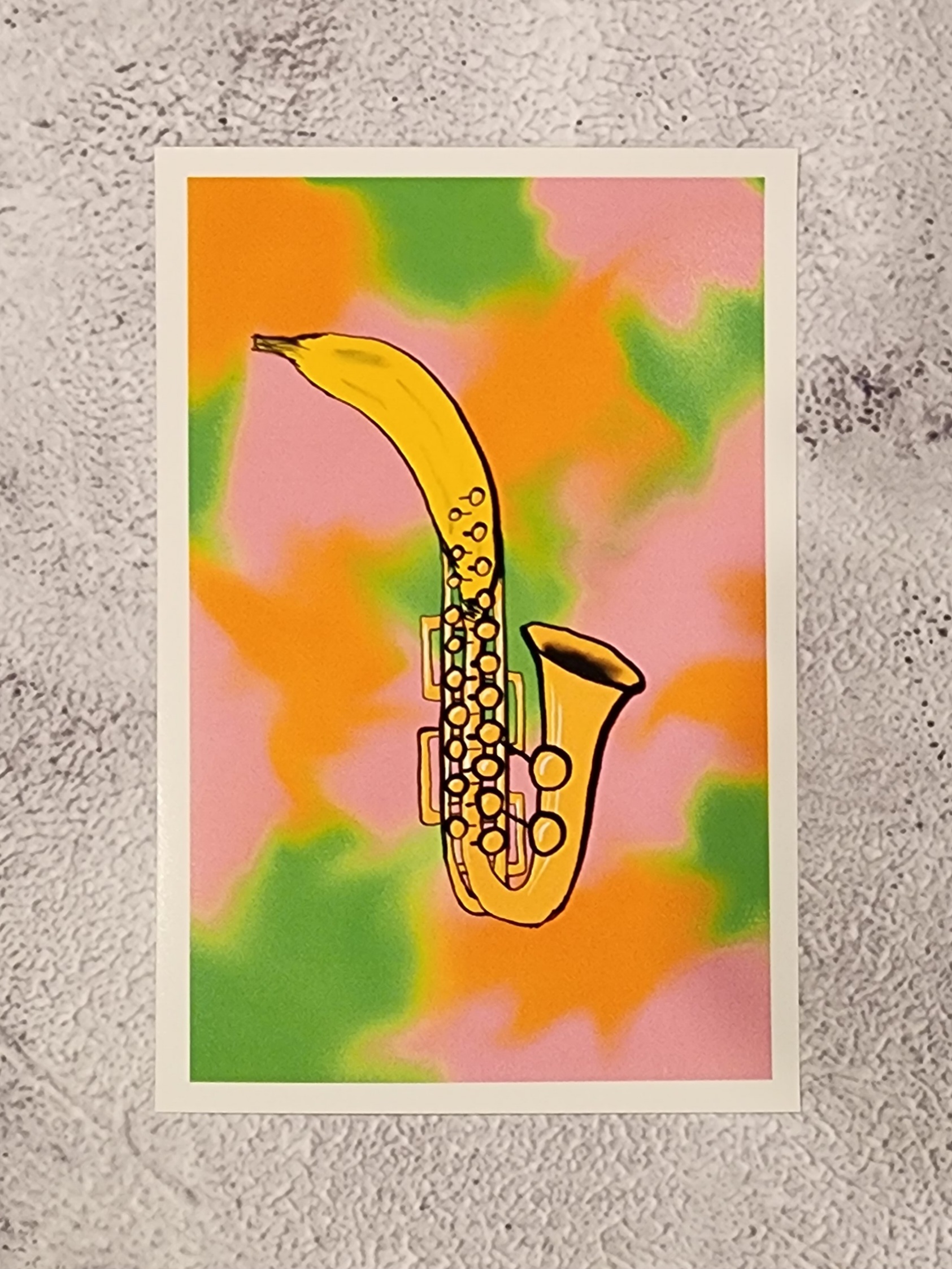 Banana Saxophone Digital Art, framed 8x10 print or 4x6 postcard