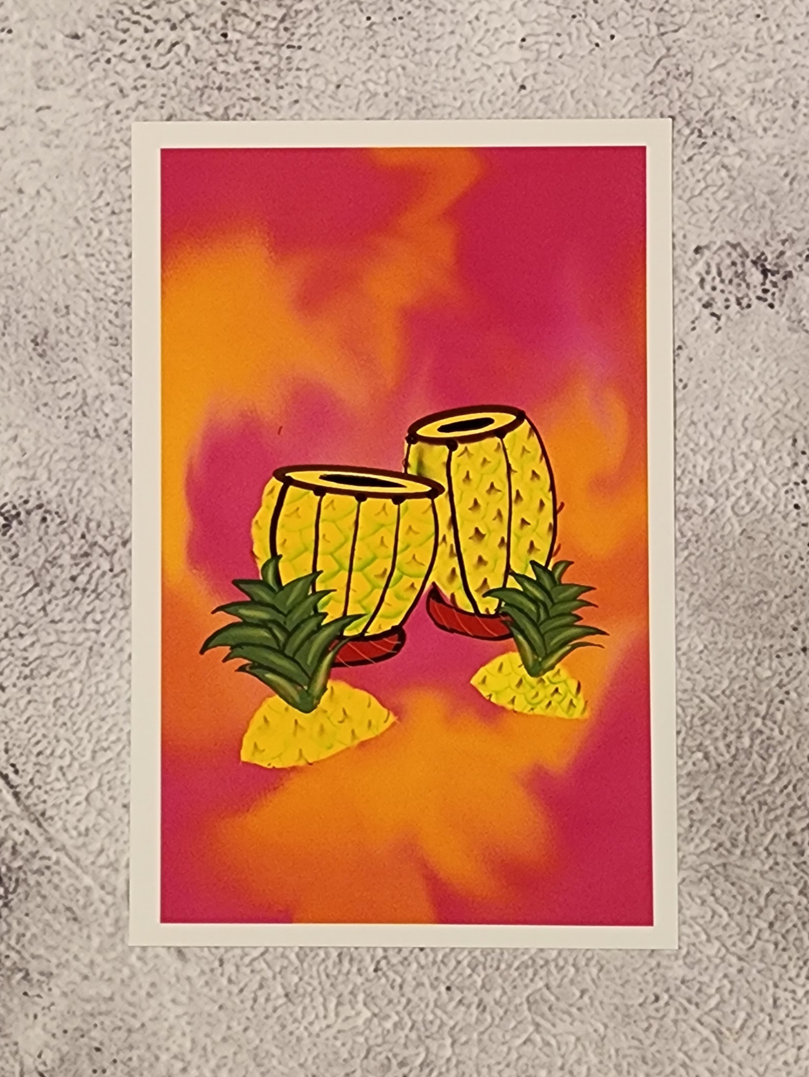 Pineapple Tabla Digital Art, framed 8x10 print or 4x6 postcard