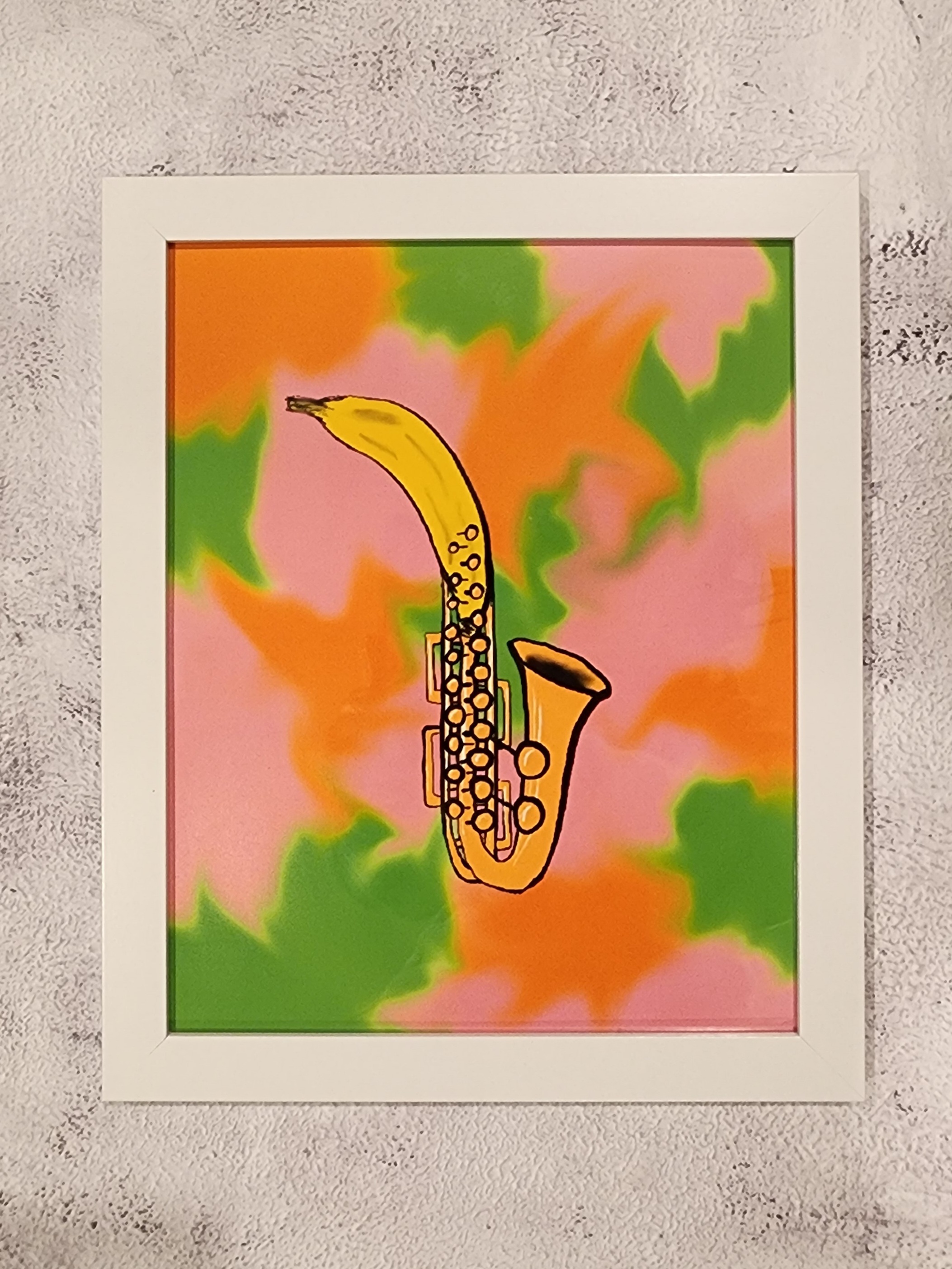 Banana Saxophone Digital Art, framed 8x10 print or 4x6 postcard