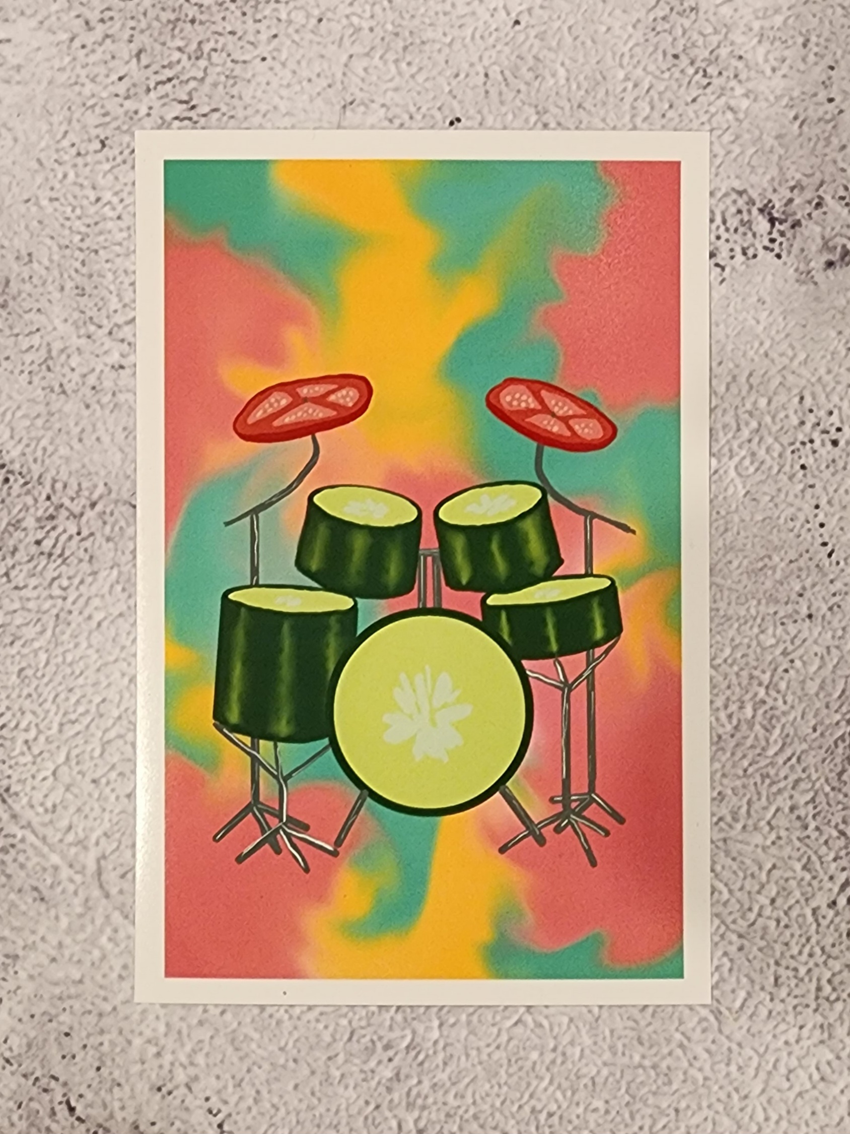 Cucumber/Tomato Drum Set Digital Art, framed 8x10 print or 4x6 postcard