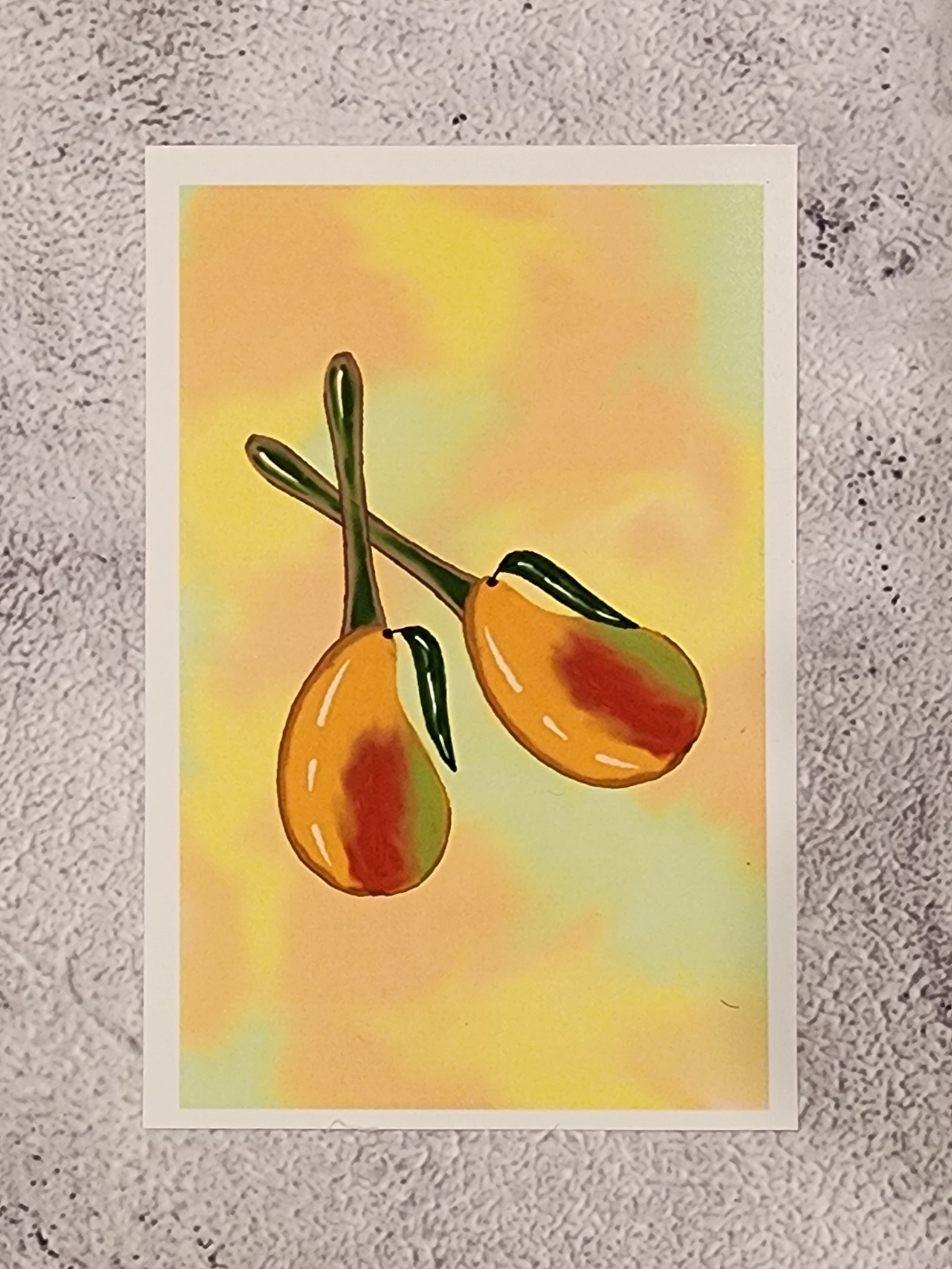 Mango Maracas Digital Art, framed 8x10 print or 4x6 postcard