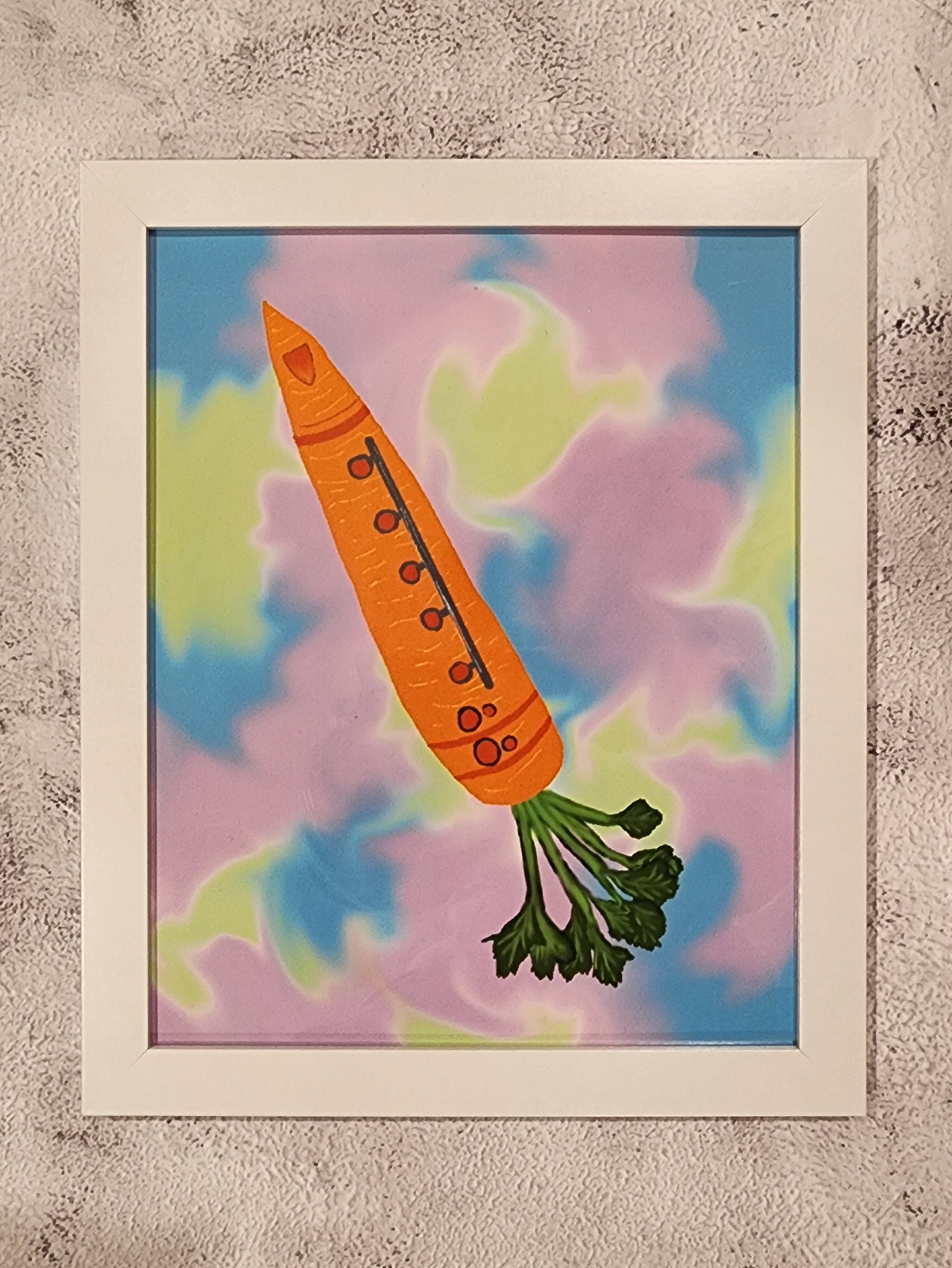 Carrot Flute Digital Art, framed 8x10 print or 4x6 postcard