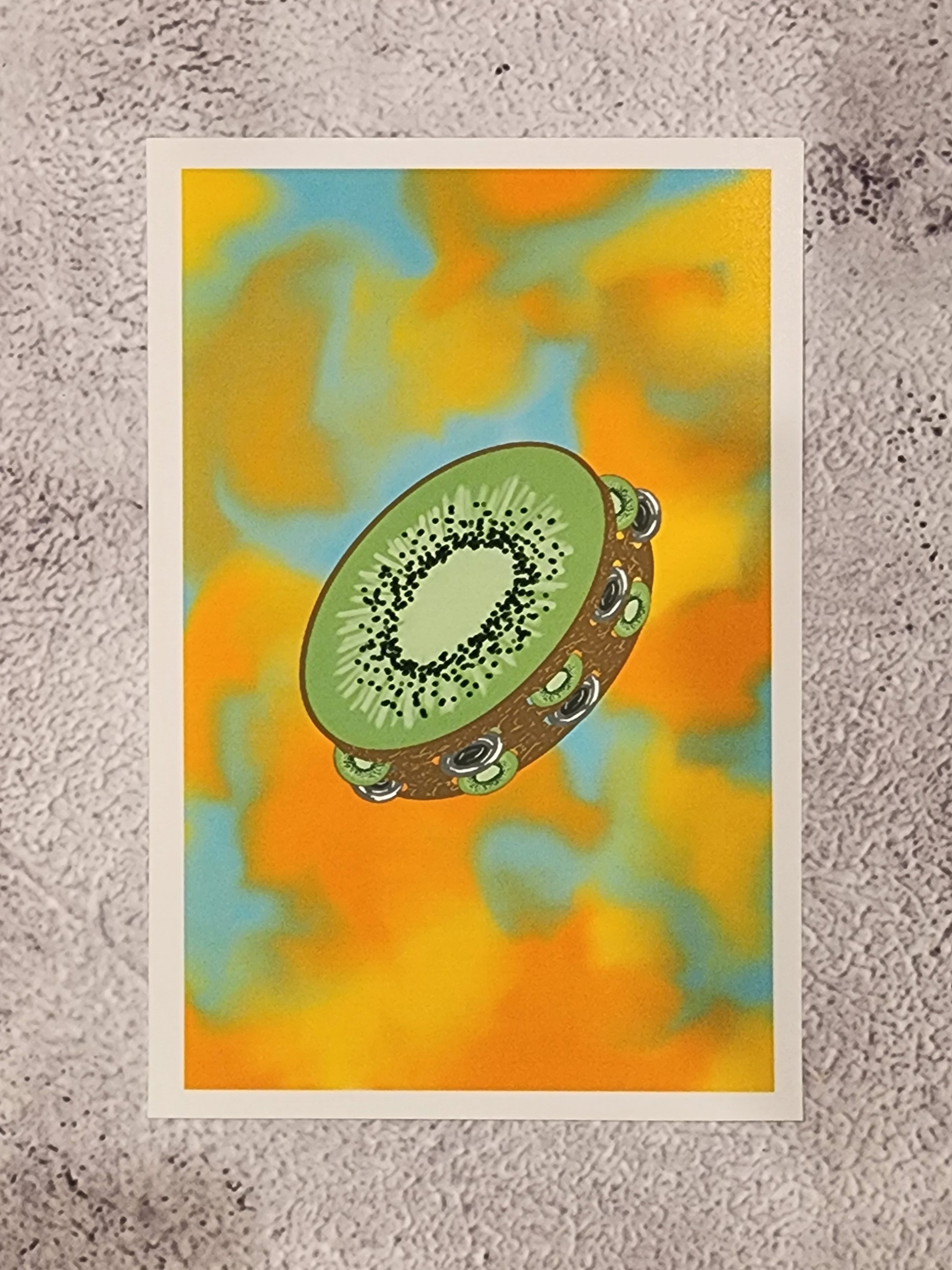 Kiwi Tambourine Digital Art, framed 8x10 print or 4x6 postcard