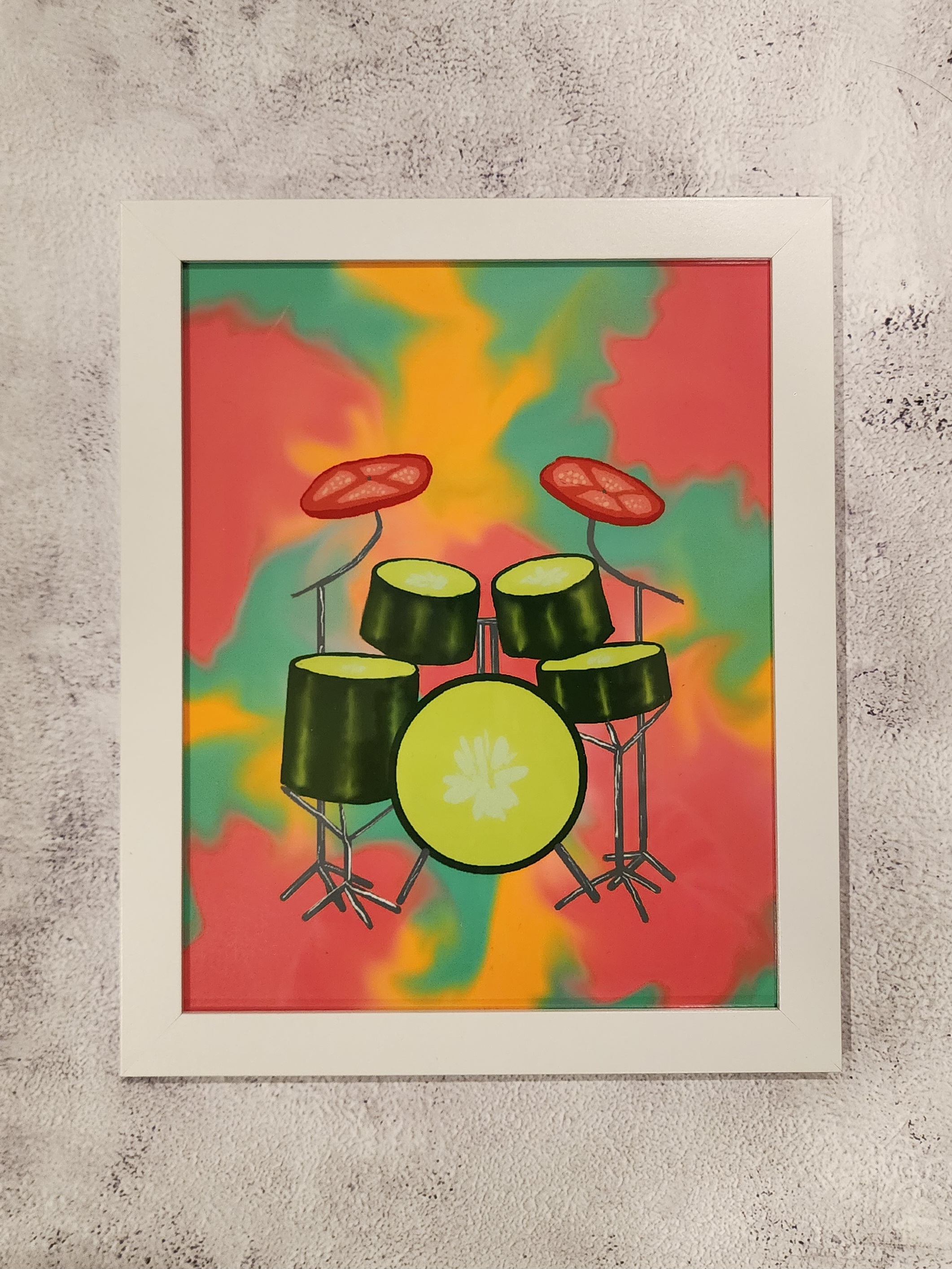 Cucumber/Tomato Drum Set Digital Art, framed 8x10 print or 4x6 postcard
