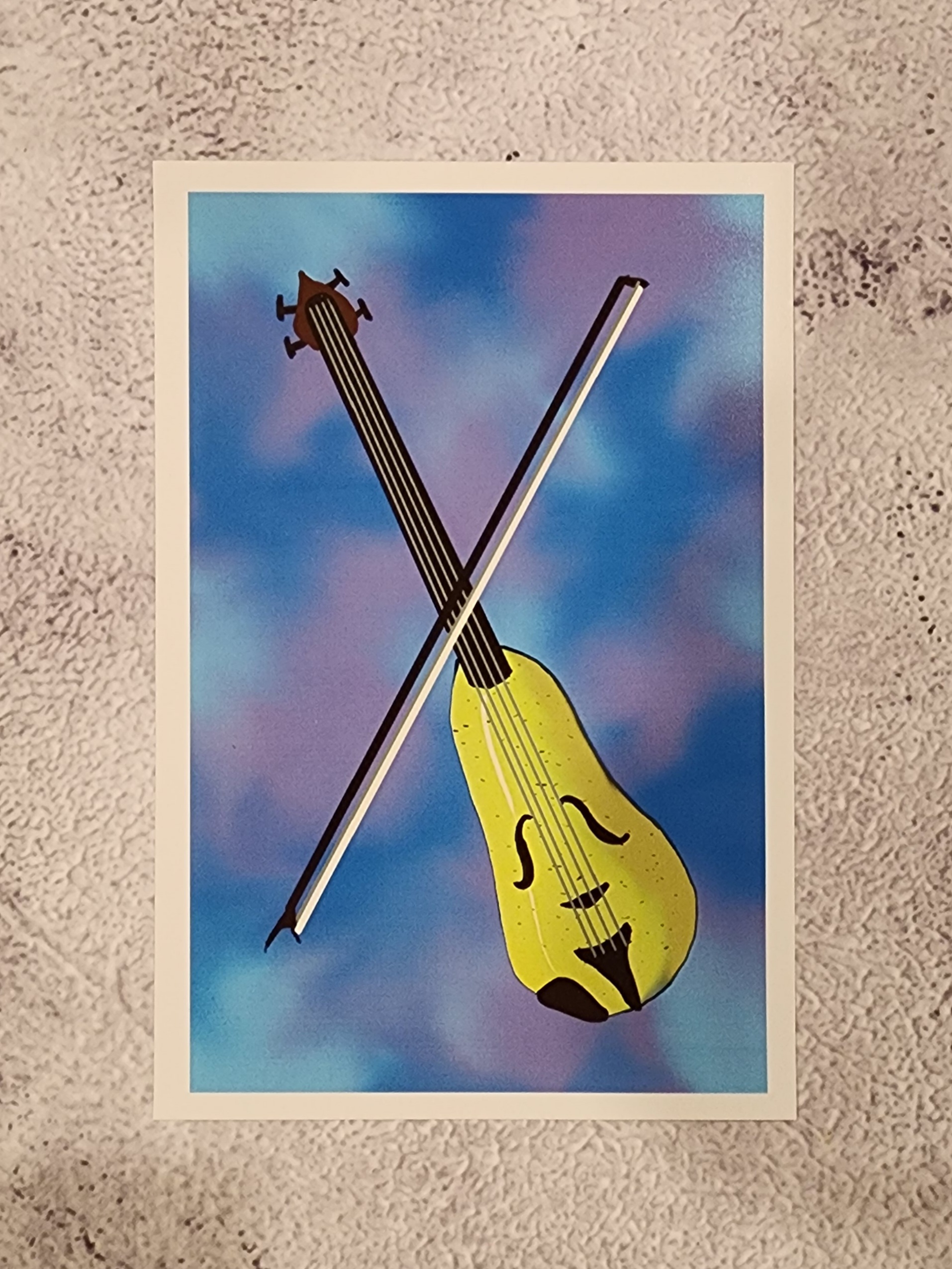 Pear Violin Digital Art, framed 8x10 print or 4x6 postcard