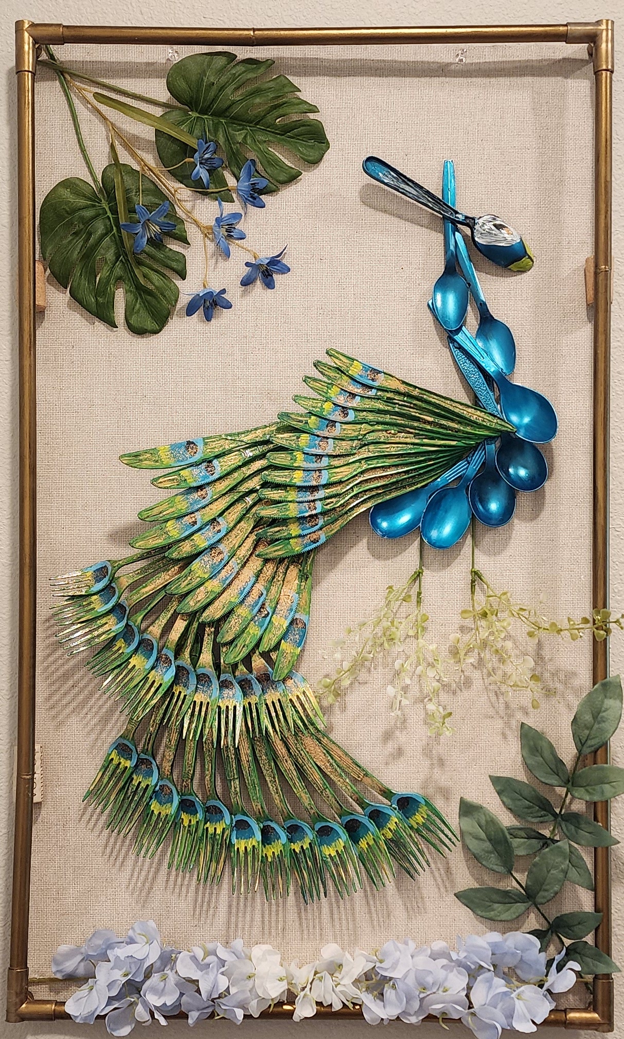 Peacock Wall Art with Upcycled Cutlery