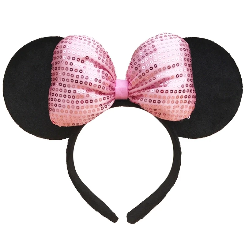Sparkly Mouse Ears Headband – Pink Sequin Bow