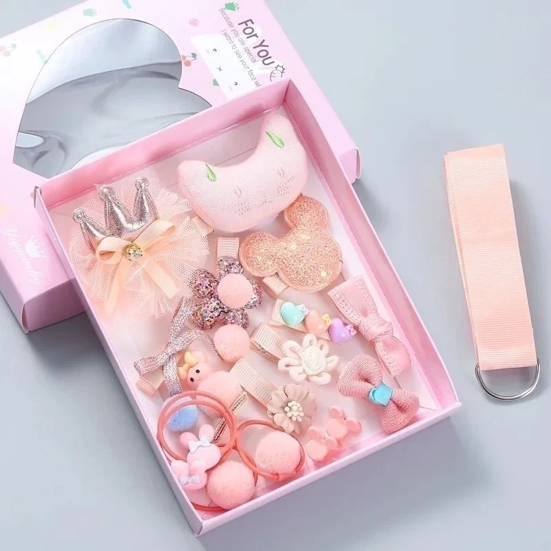 10+ Pc Baby Pink Girls' Hair Accessories Set