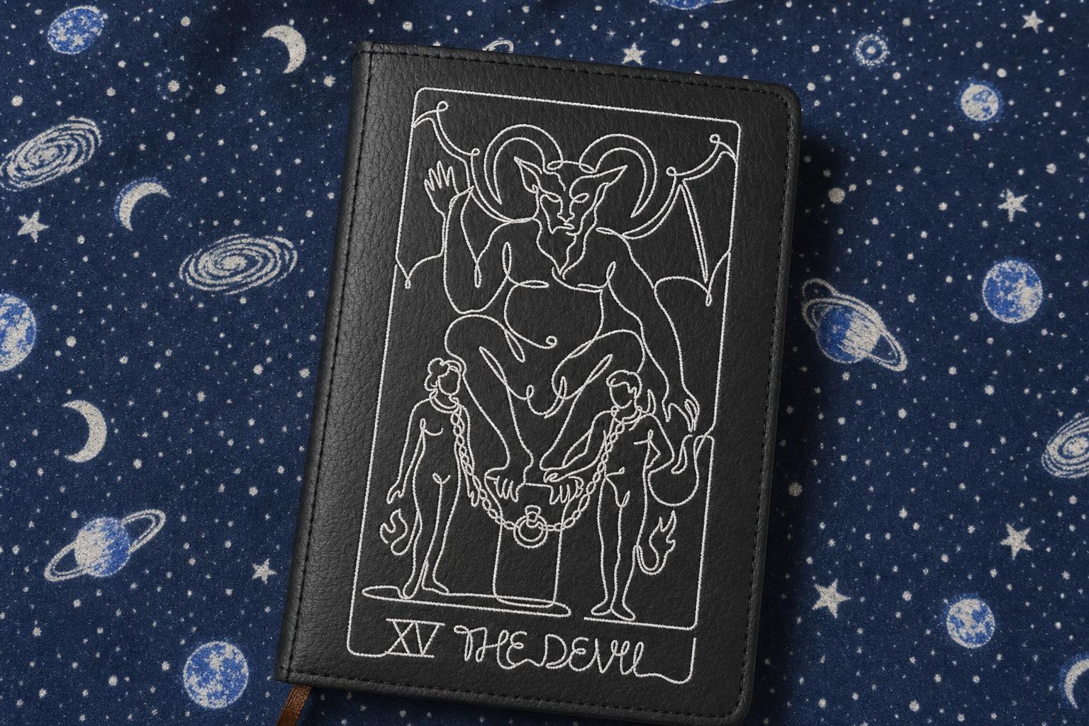Tarot Card Refillable Black Vinyl Journal