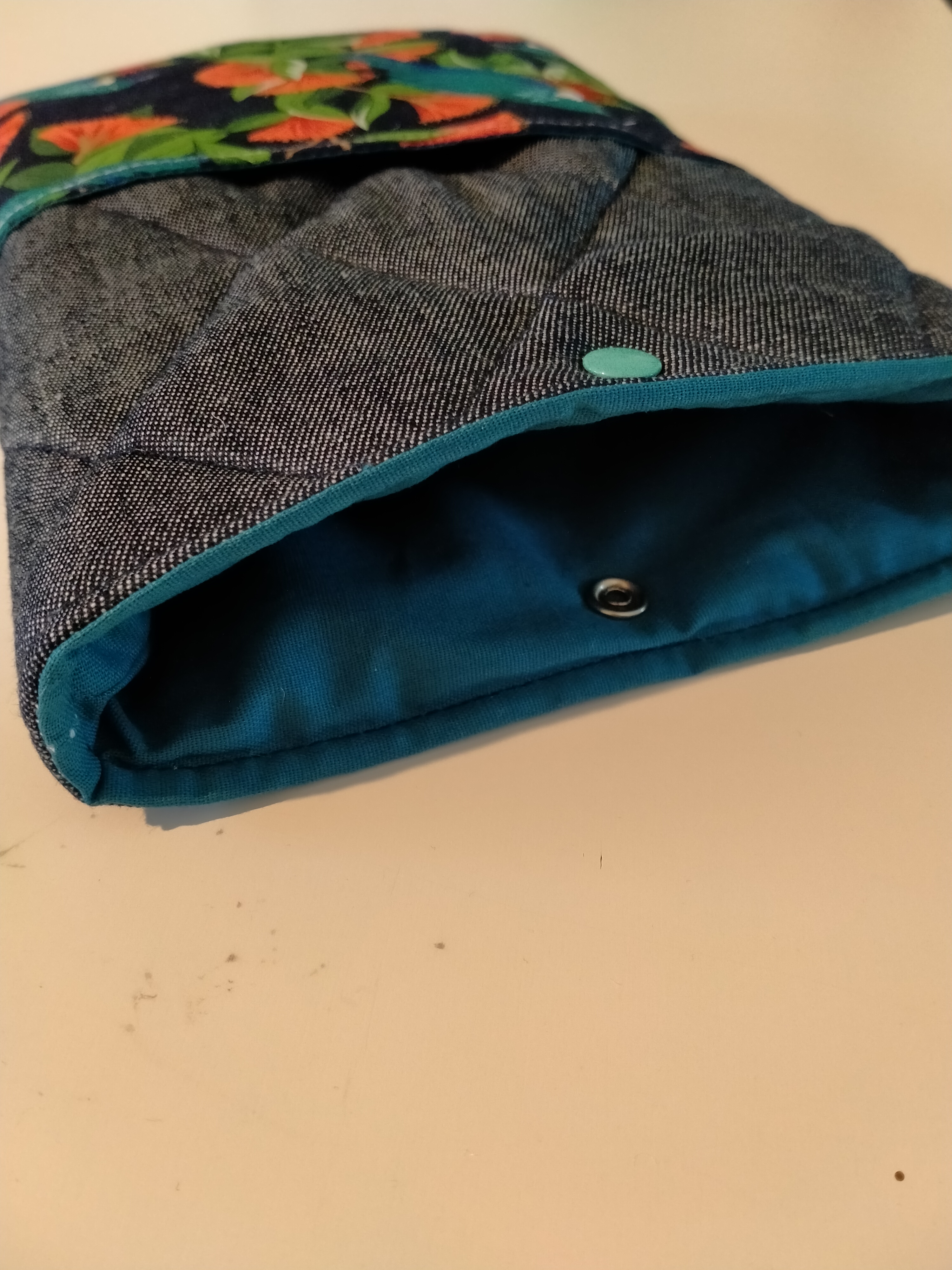 Handmade Denim Pouch with Tui print