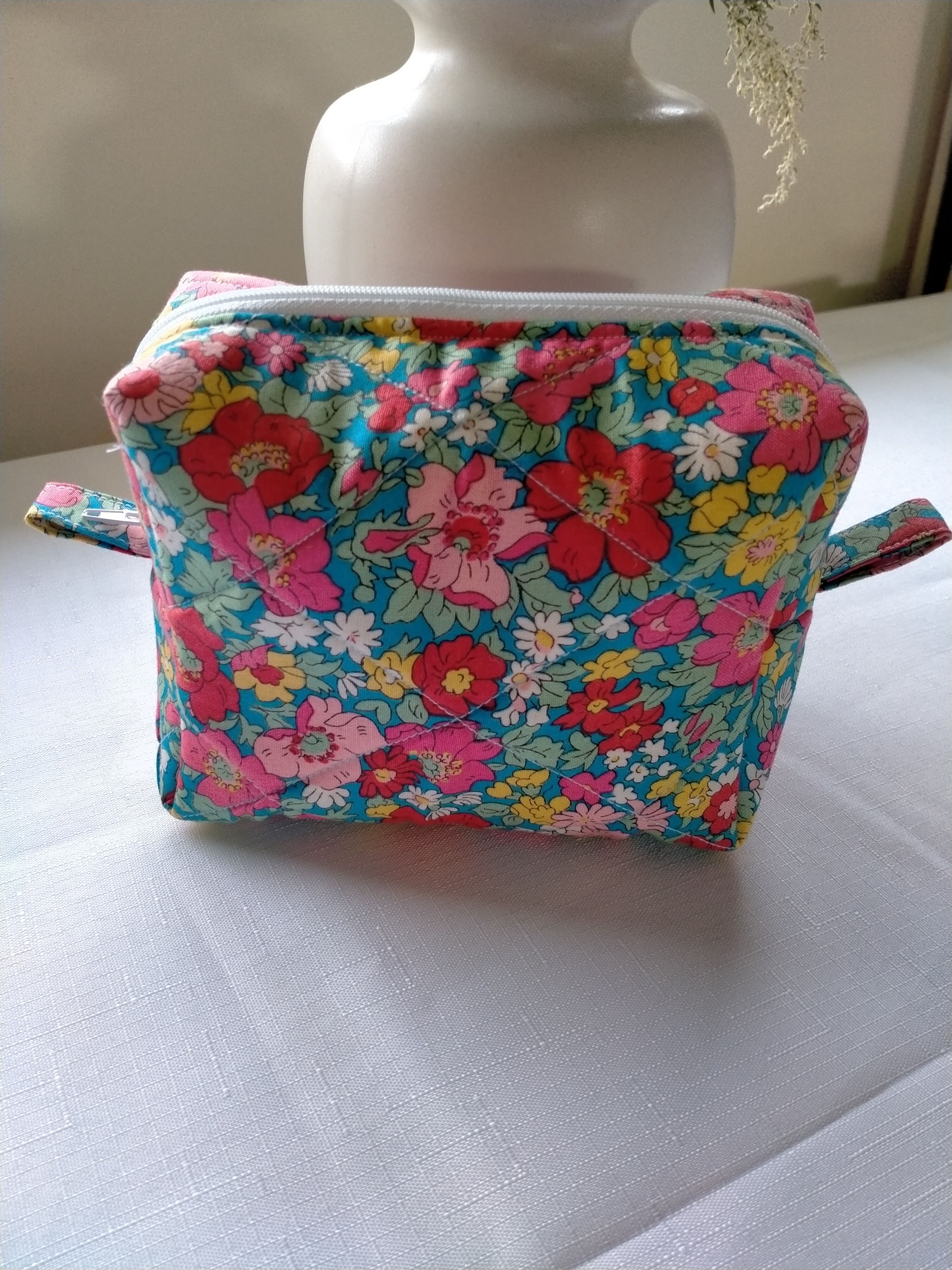 Floral Zippered Cosmetic Bag