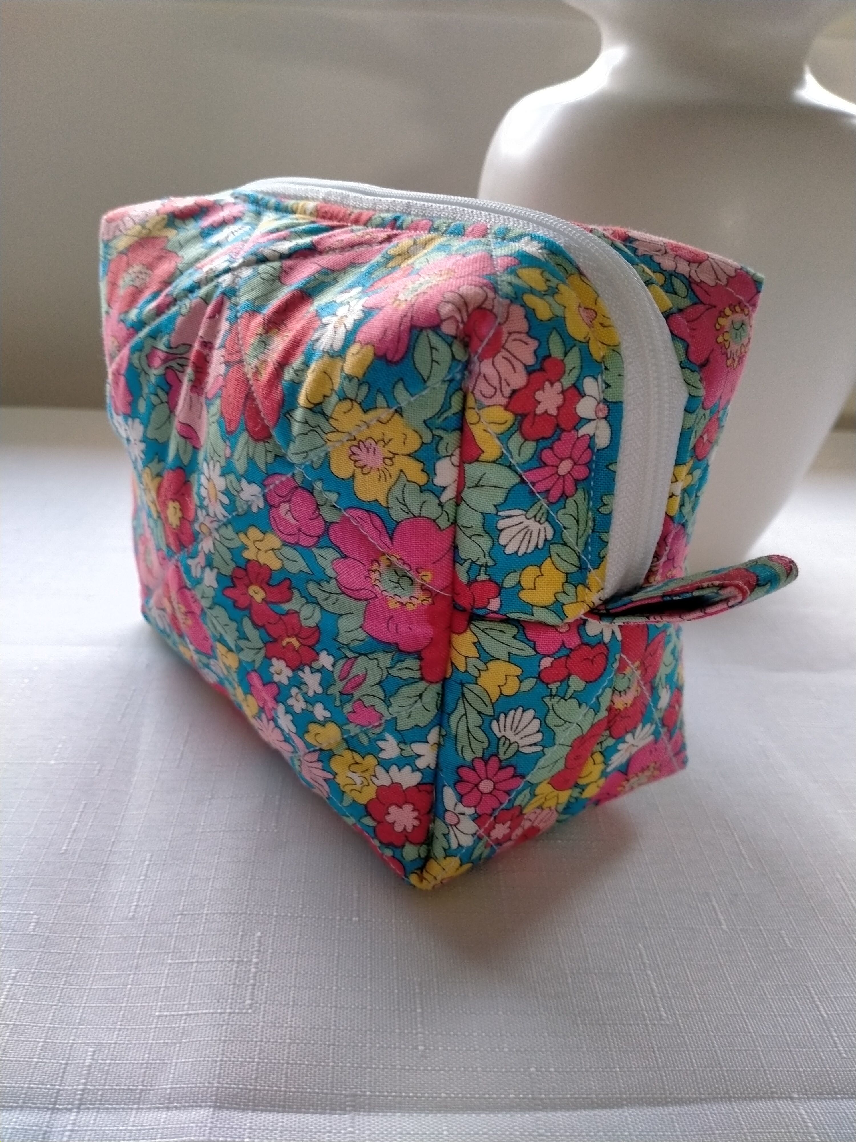 Floral Zippered Cosmetic Bag