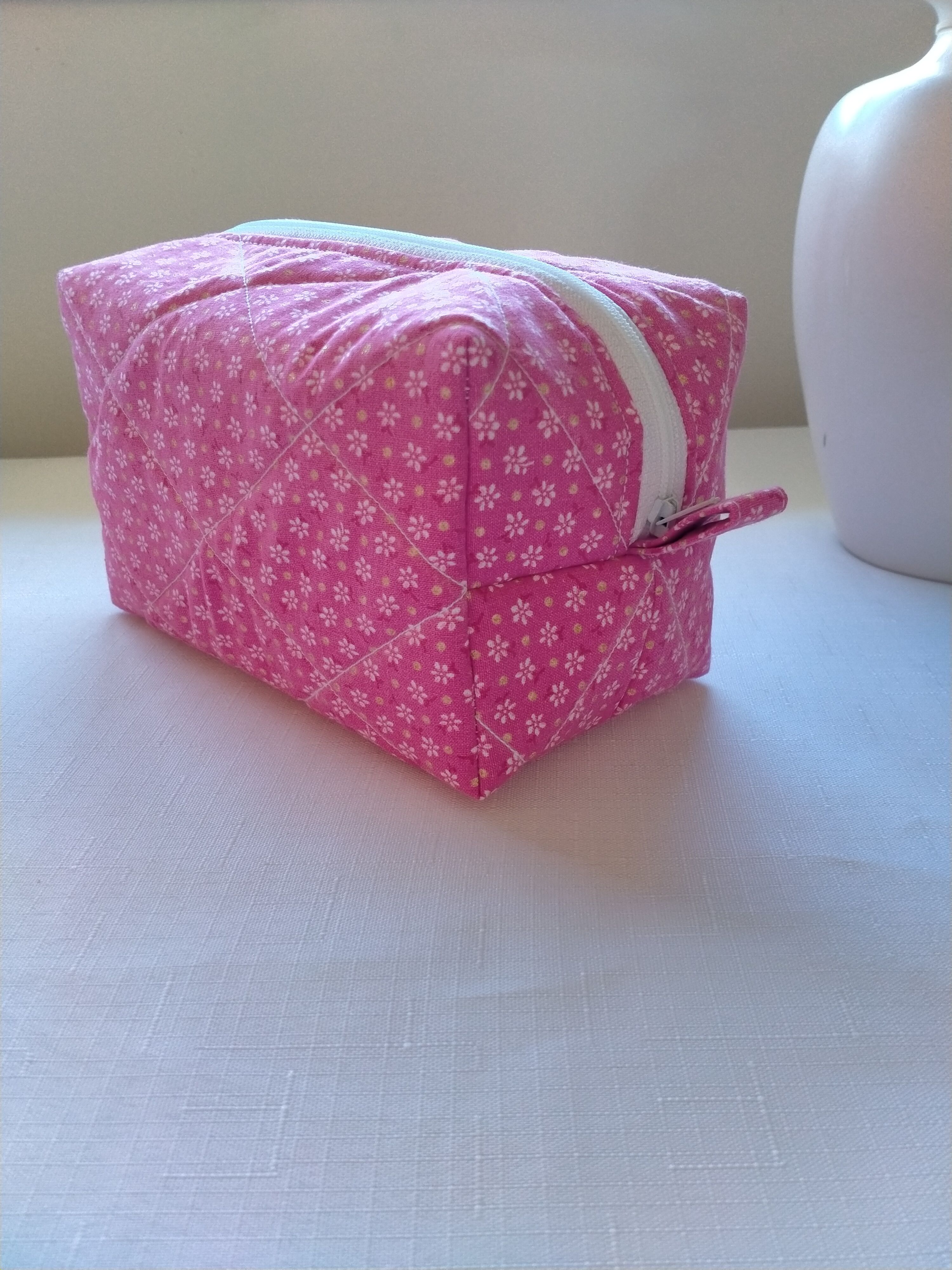 Quilted Pink Cosmetic Bag