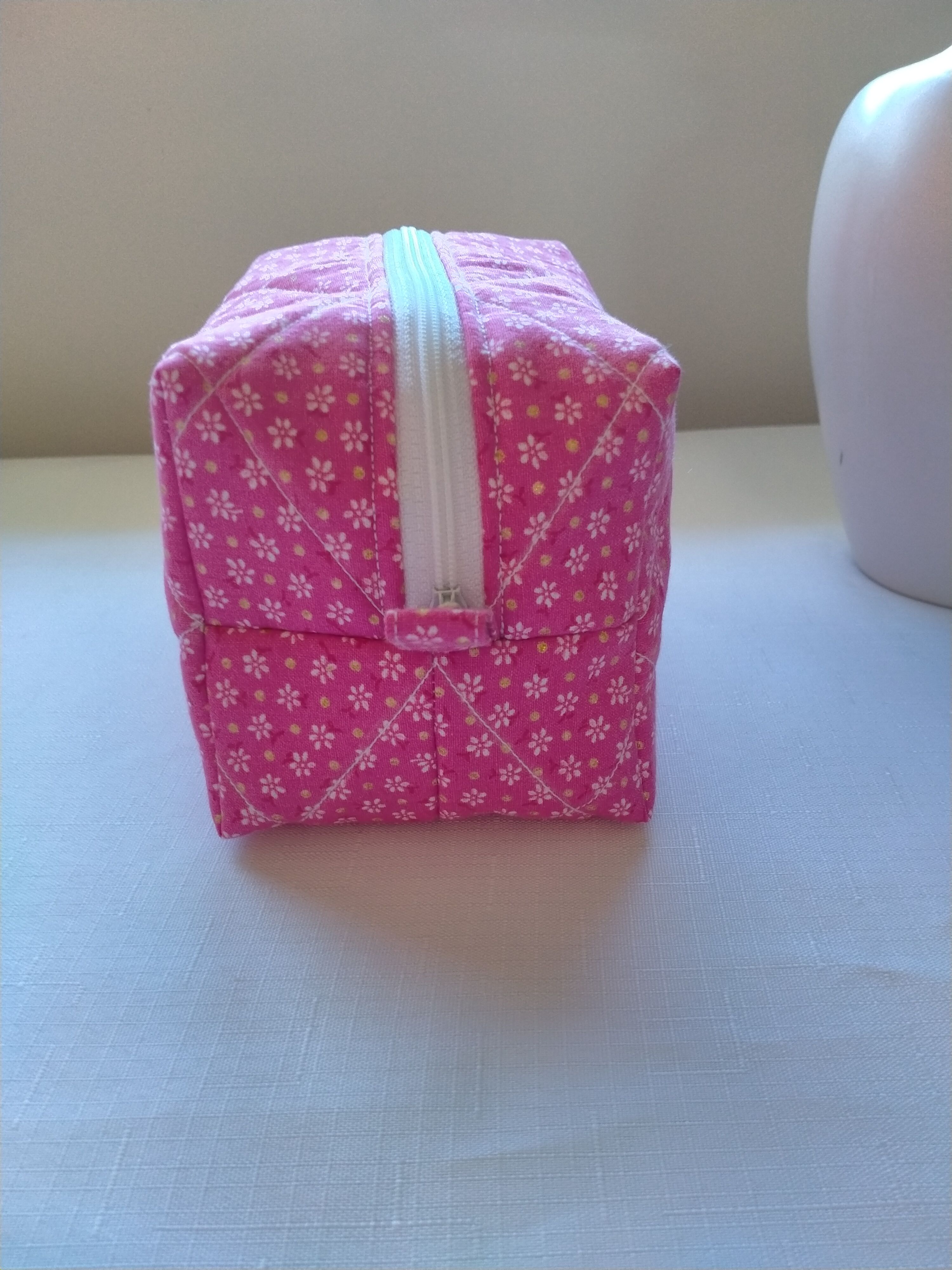 Quilted Pink Cosmetic Bag