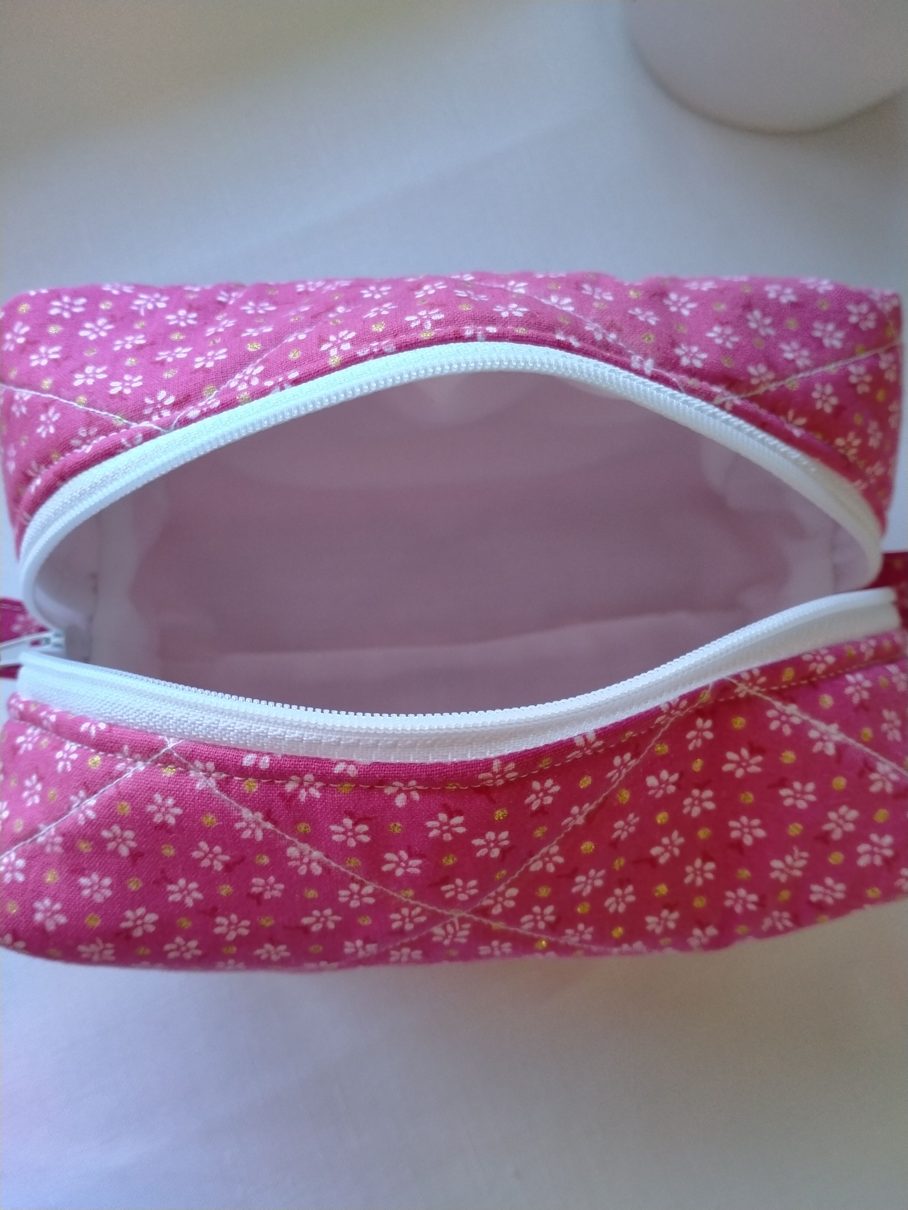 Quilted Pink Cosmetic Bag