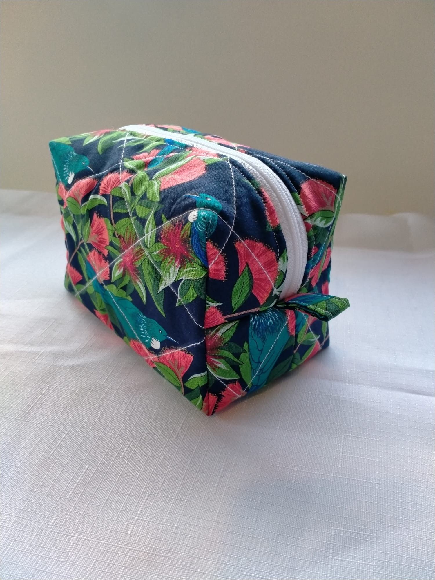 Floral Quilted Cosmetic Bag