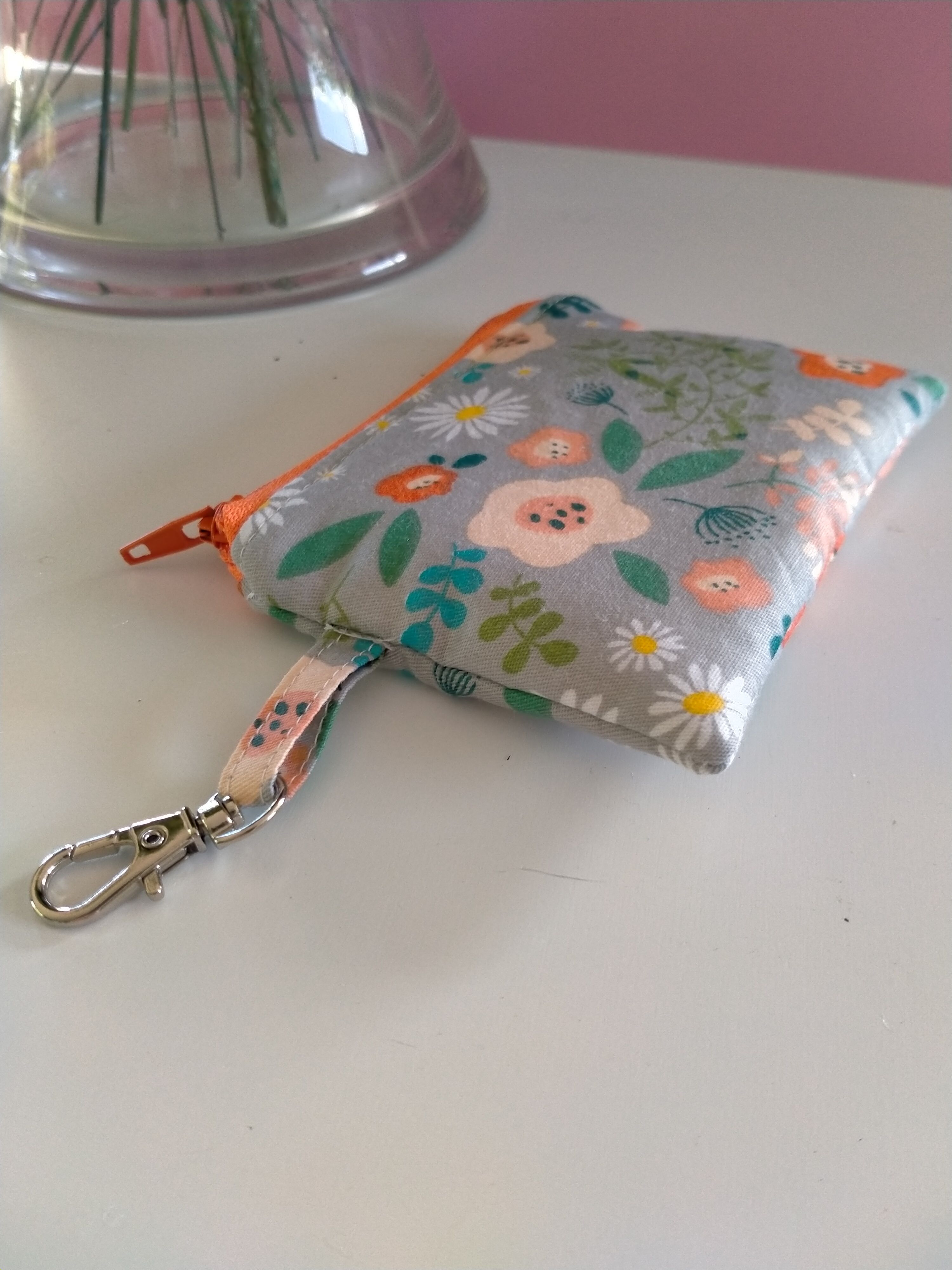 Wallet - Grey with flowers